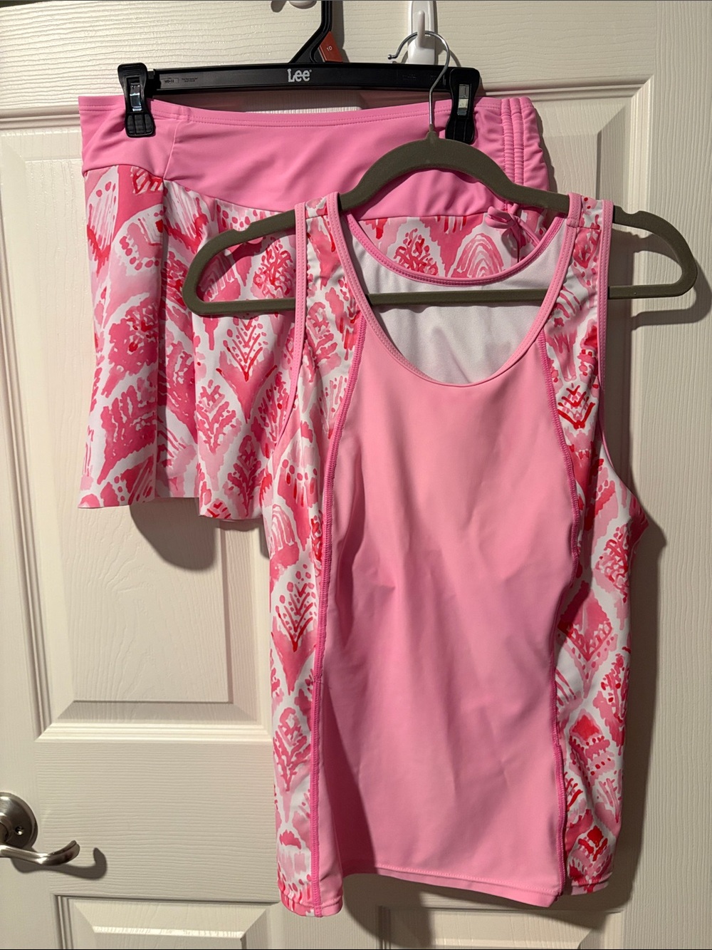 Pink Tankini Swim Top and Skirt Set